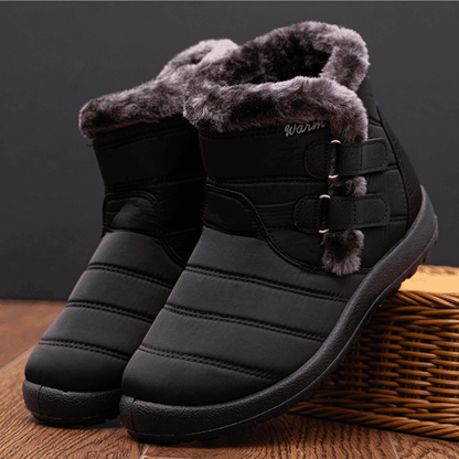 Damen wasserdichte Schneestiefel Winterschuhe mit warmem Plüschfleece -Fleece -Stiefelettenstiefel